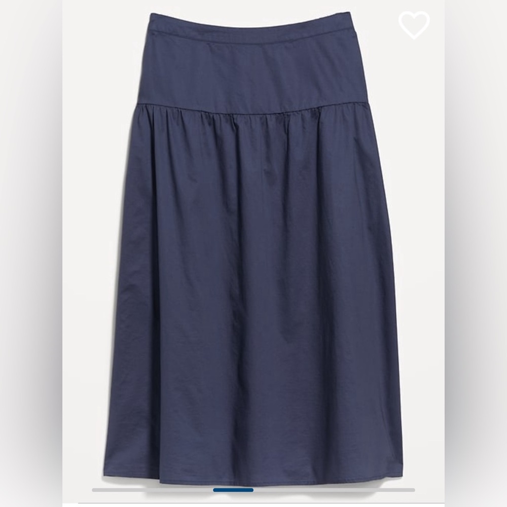 Navy Blue Stripe Drop-Waist Midi Length Skirts, 100% Cotton, Small, Old Navy